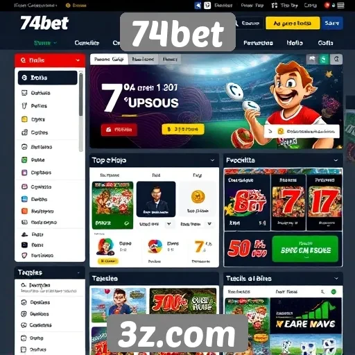 Interface do usuário do site 74bet é intuitiva